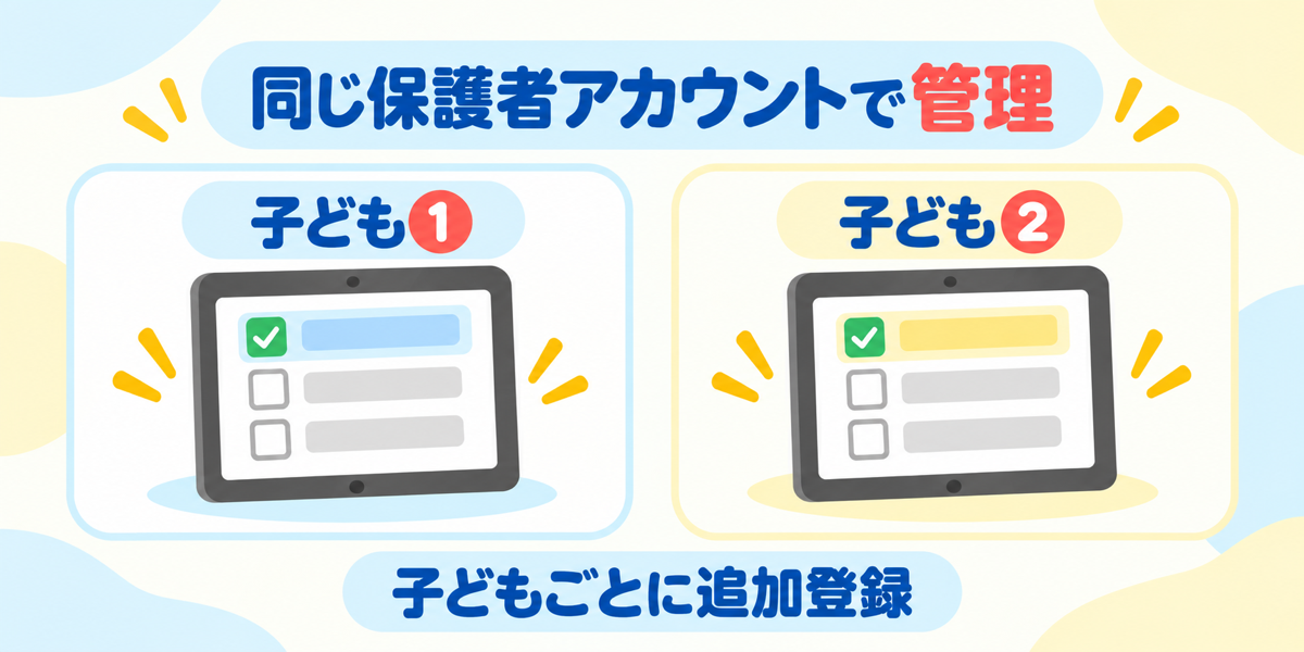 兄弟は同じ保護者アカウントでノバキッドの生徒プロフィールを管理できる