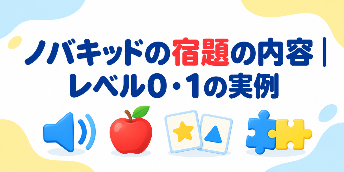 ノバキッドの宿題のレベル0・1の内容例をまとめた図解